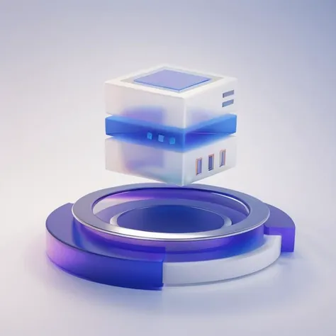 3d render, bule,metal,3d flow,shine,cube,white background,dark bule <lora:3d_flow_v2:0.8>