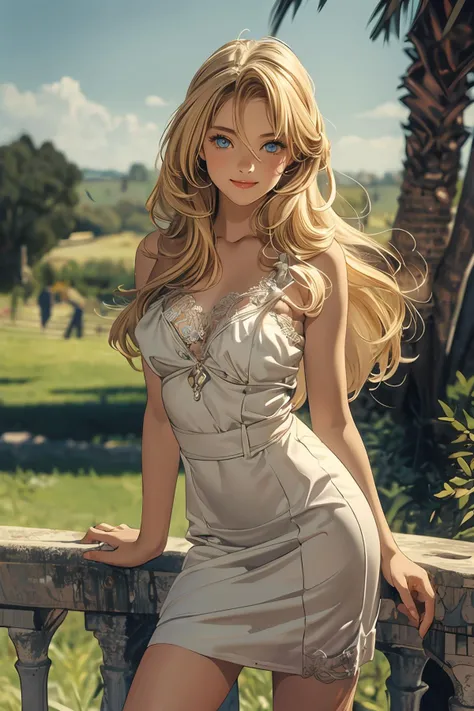 8k high quality detailed,highres,anime,comic,detailed image,
(an illustration of a teenage girl posing,(an illustration of girl,teenage girl)),(magazine_illustration),(, style of Slim Aarons),
(< lora: goddess official __priestess__goblin_slayer:0.5>, priestess_a,blonde hair,long hair,very long hair,blue eyes,hair between eyes,medium breasts),(Winsome Smile),detailed_face,
(( carry):0.8),
((,beige sheer dres,loose_fitting,laced_texture):0.85),(,realistic clothing texture,realistic_skin_texture),<lora:tbh103-:0.7>,<lora:æ§æè¾ä¸è£_FK:0.6>,<lora:more_details:0.2>