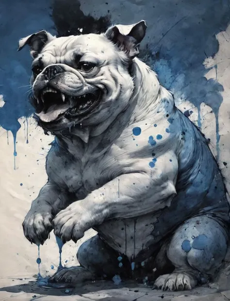 (dynamink:1.2), depiction of a slobbering bulldog on a mission to drench the whole car interior with drool , (blue:1.1) (inked:1.2) (spots:1.1), cinematic, deep shadows, epic, high resolution, <lora:dynamink:1>, <lora:SDXL - Style - ParchartXL-1.5:0.7> <lora:- SDXL - ptm-no2_style_V1.0:0.4> ptm-no2