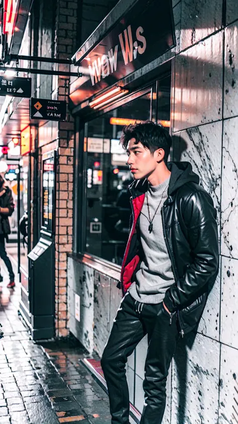 1 young guy leaning on the wall waiting subway coming,
<lora:msw_v10:0.8> msw, <lora:Color Separation_B_1.1:1>