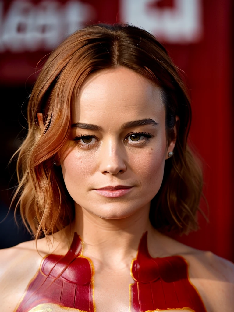 portrait of (Brie Larson), (body paint), (Red hair)