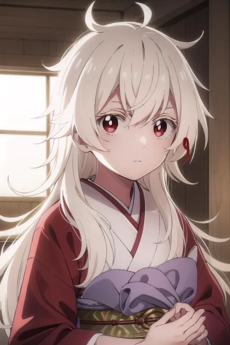 summertimehaine, <lora:summertime haine s1-lora-nochekaiser:1>,
haine, long hair, bangs, (red eyes:1.3), white hair,
BREAK japanese clothes, kimono, red kimono,
BREAK indoors,
BREAK looking at viewer,
BREAK <lyco:GoodHands-beta2:1>, (masterpiece:1.2), best quality, high resolution, unity 8k wallpaper, (illustration:0.8), (beautiful detailed eyes:1.6), extremely detailed face, perfect lighting, extremely detailed CG, (perfect hands, perfect anatomy),