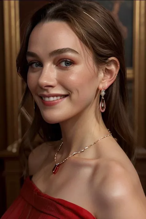 real, photoshoot, realistic, masterpiece, best quality, (detailed beautiful face, detail skin texture, ultra-detailed body:1.1),
<lora:VictoriaPedretti_lora_smf_v1-000003:0.9>, 1girl, v1ctor1aped-smf, jewelry, solo, realistic, earrings, necklace, long hair, smile, looking at viewer, brown hair, red dress, mid-body