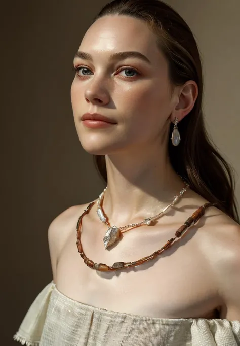 real, photoshoot, realistic, masterpiece, best quality, (detailed beautiful face, detail skin texture, ultra-detailed body:1.1),
<lora:VictoriaPedretti_lora_smf_v1-000003:0.9>, 1girl, v1ctor1aped-smf, jewelry, solo, realistic, earrings, necklace, long hair, looking at viewer, brown hair, sweeter, mid-body