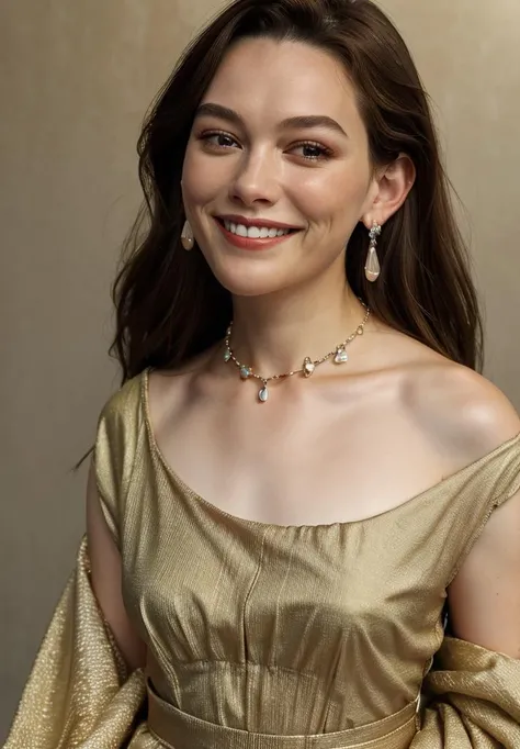 real, photoshoot, realistic, masterpiece, best quality, (detailed beautiful face, detail skin texture, ultra-detailed body:1.1),
<lora:VictoriaPedretti_lora_smf_v1-000003:0.9>, 1girl, v1ctor1aped-smf, jewelry, solo, realistic, earrings, necklace, long hair, smile, looking at viewer, brown hair, sweeter, mid-body