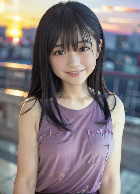 (sfw,8k, RAW photo, best quality, masterpiece:1.2),(realistic, photo-realistic:1.37)city background sunset,Abeyu-1300-2900, upper body,(((casual clothes))),smiling facial close-up  <hypernet:Abeyu-1300-2900:1>