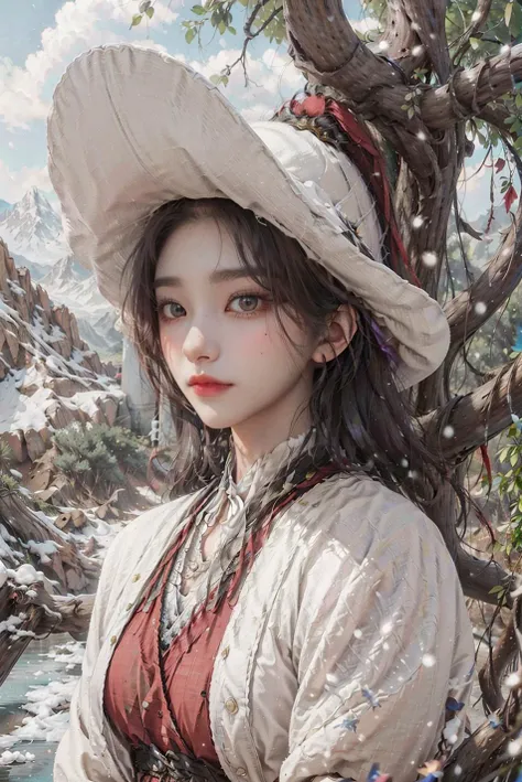 <(best quality, extremery best quality, masterpiece:1.4), (realistic, intricate details:1.4), (photorealistic:1.4), (extremely intricate:1.4), highres, ultra highres, ultra-detailed, absurdres, incredibly absurdres, extremely detailed, high quality, high resolution, hyperrealistic, ultra-realistic, hyper-detailed, top quality, best, fine detail, massive detail, Highly detailed, extreme detailed, highest detailed, high-res, absolutely resolution, reflection, (refraction:1.4), (hyperrealism:1.4)>, BREAK, 1girl, solo, looking at viewer, (young cute beautiful 18-year-old girl:1.4), 3d face, (hand of Guido Daniele:1.4), beautiful girl, Beautiful face, pretty, girlface, kpop idol, supermodel, stunning innocent symmetry face, perfect body, medium breast, slim waist, slim legs, (high detailed skin:1.5), glowing eyes, goddess, natural skin texture, shiny skin, White skin, Beautiful detailed face, detailed face, real skin texture, cute delicate face, finely detailed face, golden ratio, golden ratio face, expressive eyes, perfect face, perfect skin, flawless face, clear face, shiny hair, pale skin, Proper body proportion, perfect anatomy, realistic skin texture, luscious lips, glossy lips, natural makeup, beautiful bright pupils, slender figure, intricate eyes, detailed pupils, detailed face and eyes, longeyelashes, blush, good hand, perfect hands, pretty face, beautiful female bodies, finely detailed skin, oily shiny skin, clean facial features, an extremely delicate and beautiful, cute & girly, beautiful detailed eyes, stars in the eyes, BREAK, (((((standing, (wearing fanyang felt hat, red cloak, holding sword, long hair, armor, east asian architecture, city walls, tiger:1.4), (Night time, heavy snow, moon light, winter, snow-covered landscape, snowstorm, ice powers, snowy background, mountain background, cold, winter forest, snowflake, Snow, snowing, falling snow, forest, sky, river in background, cold ice, blizzard storm, frozen lake, big tall pine tree, mountain, snow peak, everfrost, landscape, glaciers, water reflection, ice reflection, frozen forest, spikes of ice, ice glaciers, ice cliffs, aurora borealis, stars, outdoors, ethereal, scenery, nature, lost forest, mysterious background:1.4), (iridescent colors, Iridescence, blush, mysterious, fantasy background, fantasy, smile, open mouth:1.2), (fog, wind:1.2), (Luminescent Particles:1.3), (fullbody:1.2), (eye focus, face focus, character focus, close-up face:1.2), (dutch angle, cowboy shot:1.3), colorful refraction)))), BREAK, <watercolor, available light, detailed light, volumetric fog, beautiful lighting, Rembrandt lighting, Cinematic, pixel art, game art, key visual, surreal, PBR Texturing, Anisotropic Filtering, Maximum Clarity And Sharpness, Albedo And Specular Maps, Multi-Layered Textures, Surface Shading, Sub-Pixel Convolution, Sub-Pixel Convolution, Accurate Simulation Of Light-Material Interaction, blurry foreground, broad light, volumetric light effect, matte painting, perfectly defined features, volumetric lighting, Tone Mapping, Lumen Reflections, Global illumination, Ray Tracing, Screen Space Global Illumination, Accent Lighting, 32k, Natural Lighting, volumetric, cinematic masterpiece, Rule of thirds, high dynamic range, Multi-exposure HDR capture, cinematic render, game cg cinematic, atmospheric perspective, movie scene, epic dynamic frame, motion blur, ((cinematic look, Film look)), rim light, 4k textures, adobe lightroom, photolab, insane details, hyperdetailed, exposure blend, professional color grading, professional color correction, aerial perspective, particles and dust in beams of light, cinematic scene, dynamic lighting, sharp details, lomography, soft focus, light leaks, bold hues, atmospheric depth, (explosive light and shadow:1.2), aesthetics, intricate designs, ultra realistic digital art, (zentangle, mandala, tangle, entangle), (fractal art), elegant, vivid colours, floating particles, particles, dramatic, epic, (ink drawing, oil painting detailed), (dramatic lighting:1.2), RAW, huge filesize, extremery detailed CG, Photo, 8k uhd, cinematic atmosphere, trending on artstation, award-winning glamour photograph, highly detailed photo, official art, beautiful and aesthetic, unity 8k wallpaper, beautiful, highly detailed CG illustration, best illustration, intricate, Amazing, emotional, analog, painting, digital painting, concept art, Oil Painting, illustration, Classical art, Renaissance, Romanticism, Neoclassicism, Color Palette, depth and contrast, Vibrant colors, saturated, rich saturation, color harmony, vivid palette, concept-art, design style, detail character, concept render, colorful, analog photography, dreamy atmosphere, specular highlights, atmospheric lighting, (dynamic angle, dynamic pose :1.3), (shiny, clothes reflecting light, lens flare, bloom effect, light particle, lens glare:1.3), realistic lighting, cinematic light, (cinematic lighting), light in the face, soft lighting, saturated colors, detailed background, sharp focus, 8k high definition, perspective, Master Composition, roughness, post-processing, soft shadows, realistic shadows, ambient occlusion, ray-tracing, subsurface scattering, photon mapping, physically-based rendering, octane rendering, unreal engine 5, ue5 rendering, Adobe After FX, dslr, RTX, Best character details, radiosity, sharp, antialiased, RAW photo, HDR, 8k, 4k, (((Photographed by Roger Deakins, using a RED Monstro 8K VV camera and a series of high-end lenses))), ((Hasselblad photography)), (film grain:1.4), Kodak portra 400, ((Fujifilm X-T5)), professional photograph, depth of field, caustics, Broad lighting, diffuse lighting, rim lighting, two tone lighting, textile details, visible pores, high resolution scan, professionally color graded, photographic reality, automatic white balance, best lighting, detailed shadow, high contrast, strong light and shadow>, (PureErosFace_V1:0.5), (ulzzang-6500:1), <lora:epiNoiseoffset_v3:0.1>, <lora:add_detail:0.2>, <lora:fanyang_felt_hat_v2:0.7>