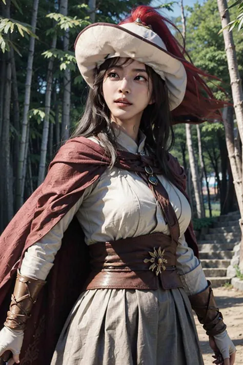1girl, big_breasts, armor,realistic, masterpiece, best quality, 8k, photorealistic, fanyangli, linen_cape, <lora:Han_Ye_Seul_v3:1>