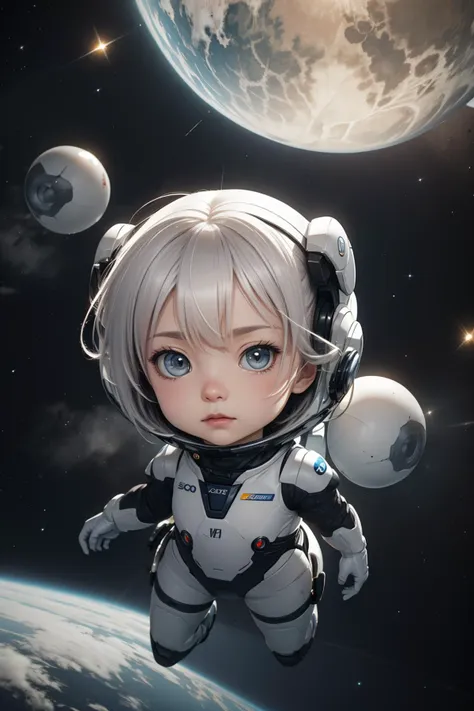 (best quality:1.4),(masterpiece:1.4),(8K:1.4),(extremely detailed:1.4),(chibi:1.4),high quality,ray tracing,streamlinerai space suit,stylized,shiny white,full of reflections,blue glowing lights,futurism,clean edges,Tinted windows,<lora:streamlinerai:0.8>,<lora:GoodHands-beta2:1>,cartoon rendering,