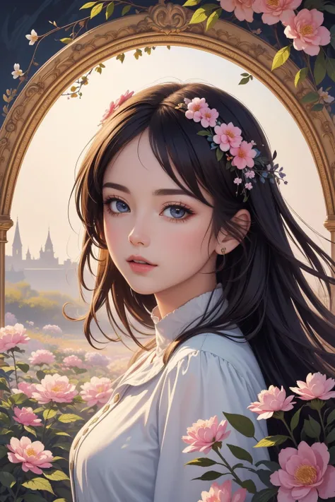 (best quality:1.4),(masterpiece:1.4),(8K:1.2),(top quality:1.3),(official art:1.3),(fractal art:1.3),(beautiful and aesthetic:1.3),(1girl),colorful,flowers,