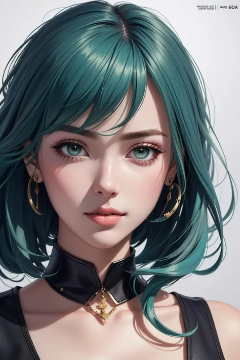 (best quality:1.4),(masterpiece:1.4),(8K resolution:1.2),(extremely highly detailed),woman with green hair,(Artgerm inspired:1.2),