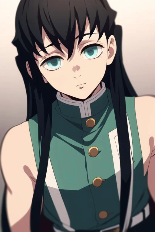 masterpiece, best quality, high quality, 1boy, solo, male focus, looking at viewer, upper body, <lora:tokitou_muichirou:0.80>, tokitou_muichirou, long hair, bangs, black hair, aqua eyes, demon slayer uniform, two-tone hair, <lora:animemix_v3_offset:0.30>