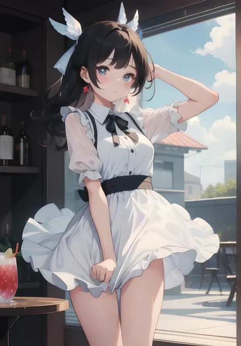 <lora:skirt_tug_v0.1:1.0>
1girl, clothes tug, cocktail dress, cocktail glass, wind,, masterpiece, best quality, highly detailed