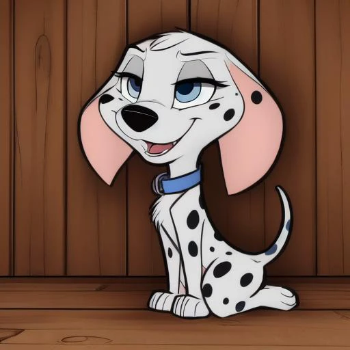 a beautiful and detailed portrait of a female, <lora:Cadpig-_101D:1.2>, Female, dog, Cadpig, (((((huge head)))))), (((mini body))), (little arms), (little body), (((small body))), ((short)), (puppy), (((short legs))), (((short body))), (dalmatian), ((feral)), floppy ears, blue eyes, blue collar, open mouth, ((do_me_eyes)), half closed eyes, (seductive smile), (((sexy pose))),
BREAK, art by smitty g, by the giant hamster, by nekostar, by carrot,
detailed background, (detailed wooden floor), detailed barn background, (((detailed farm haystacks))), (flat color), flat colors