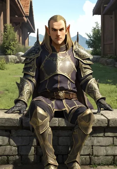 1man, sfw, <lora:Altmer-Male:0.8>, Altmer-Male, 1man, solo, sitting, armor, (masterpiece, best quality, absurdres, detailed, ultra-detailed:1.3), charming, (trending on CGSociety, trending on pixiv, contest winner:1.3)