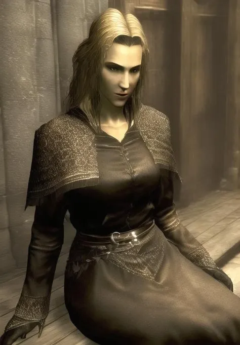 <lora:Altmer-Female:0.8>, Altmer-Female, 1girl, solo, sitting, smile, (masterpiece, best quality, absurdres, detailed, ultra-detailed:1.3), (highly detailed, high quality:1.3)