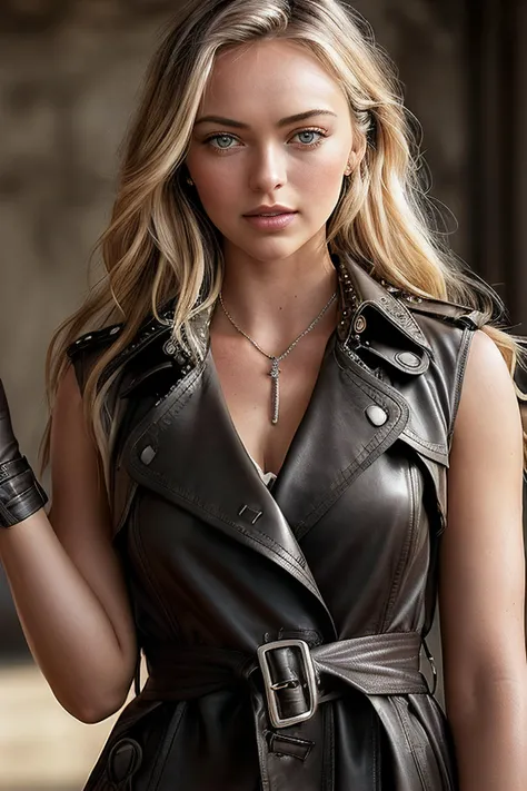 beautiful woman (EPWh1tn3yTh0rnqv1st:.99), perfect hair, jewellery, ((portrait)), (closeup:1.2), ((from the waist up)), ((( armory :1.2 ))), natural skin texture, (( Sleeveless Trench Coat :1.2)), (( wearing Leather Driving Gloves with Studs :1.2 )) , 24mm, 4k textures, soft cinematic light, adobe lightroom, photolab, hdr, intricate, elegant, highly detailed, sharp focus, ((((cinematic look)))), soothing tones, absurdres, stunning, insane details, intricate details, hyperdetailed, low contrast, soft cinematic light, exposure blend, hdr, faded, now, ("I've got a bad feeling about this.":1.1)