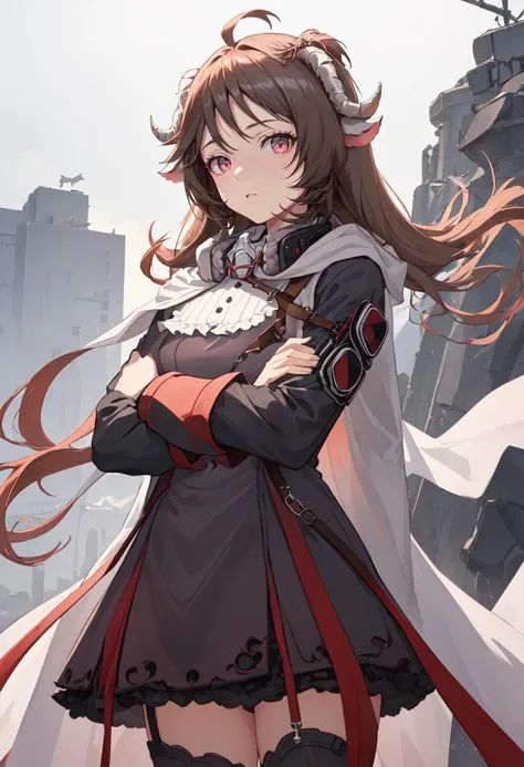(safe:1.10), best quality, masterpiece, highres, solo, (eyjafjalla_arknights:1.10), crossed arms, cowboy shot, looking at viewer, 37 <lora:eyjafjalla_arknights:0.80>