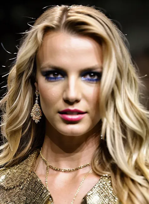 analog style, modelshoot style, modelshoot style, raw photo of a supermodel sks woman wearing shimmering clothes walking on the ramp at milan fashion show, tattoos, 8k, intricate details, detailed face and eyes,(rendered eyes) <lora:epiNoiseoffset_v2:1>, <lora:locon_britney_v1_from_v1_64_32:1.3>