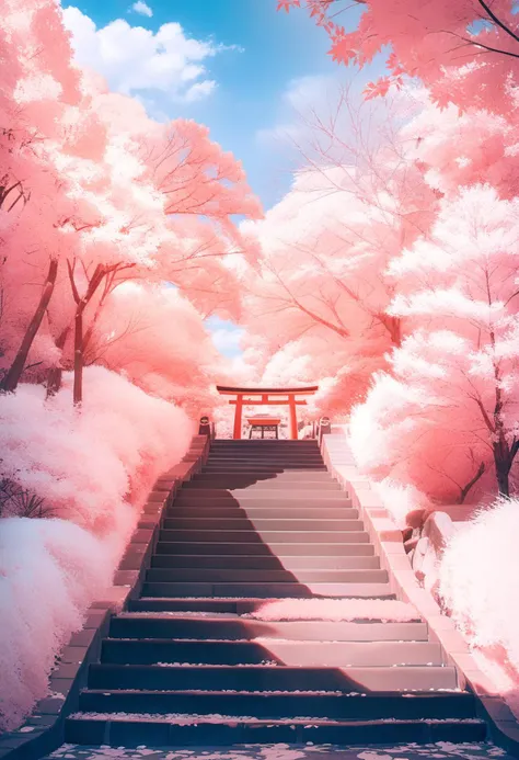 masterpiece, best quality, very aesthetic, absurdres,
Infrared_photography, outdoors, scenery, tree, no humans, torii, sky, day, blue sky, cloud, stairs
<lora:Infrared_photography_SDXL_V1:1>