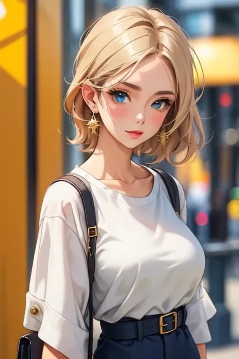 beautiful 1girl upper body shot of a mature trendy fashionista