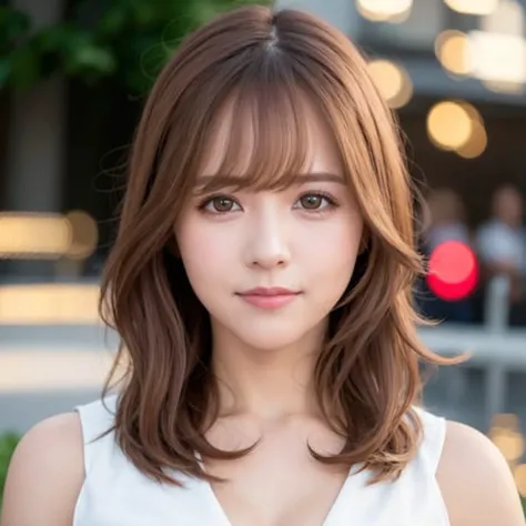 best quality, photorealistic, 8k, high res, 1girl, woman, (skindentation), (professional lighting), (portrait:0.6), designer clothing and accessories, gorgeous, ((brown hair)), (medium hair:1.6), (flowing hair:1.4), (1girl eyes looking at viewer:1), ((looking at viewer:1.6)), (1girl looking at the camera), photorealistic, (bokeh), (portait:0.6), (dynamic pose:1.2), masterpiece, intricate, realistic, sharp focus, award-winning photograph, sfw, (smile:1), <lora:aiAVYUAXx_mediumCloseUpVer:0.6>