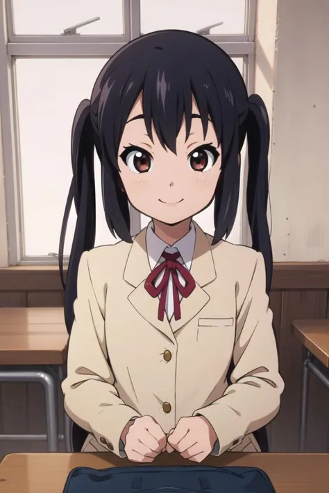 (((picture perfect))), 1girl, solo, <lora:azusa-kon:0.8>, azusa nakano, school uniform, jacket, looking at viewer, smile