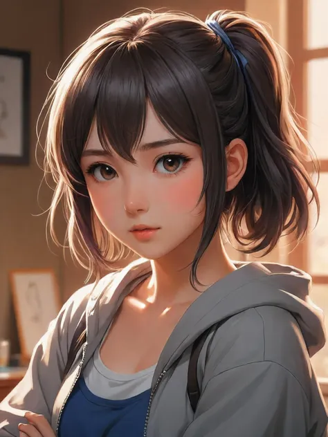 (Painted Anime), (Draw the most beautiful and sweet adult girl But May the girl be very strong ), art by atey ghailan, painterly anime style at pixiv, art by kantoku, in art style of redjuice/necömi/rella/tiv pixiv collab, your name anime art style, masterpiece digital painting, exquisite lighting and composition, inspired by wlop art style, 8k, sharp, very detailed, high resolution, illustration