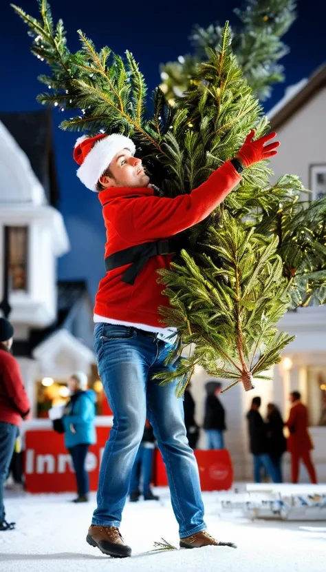 breathtaking person, xmastreetoss, scenery, detailed background, masterpiece, best quality, high quality, absurdres <lora:xmastreetoss_xl_v2:1> . award-winning, professional, highly detailed