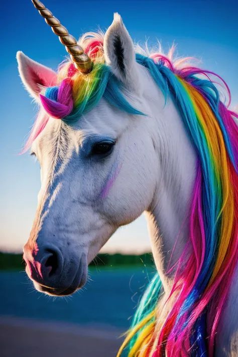 rralistic photo, unicorn, colorful