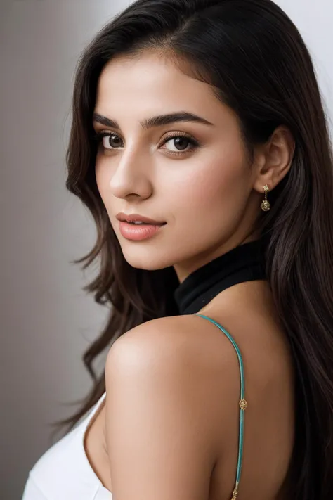 photo of woman, 21yo, ukrain-arabic mix, skinny, high detailed skin, studio lightning