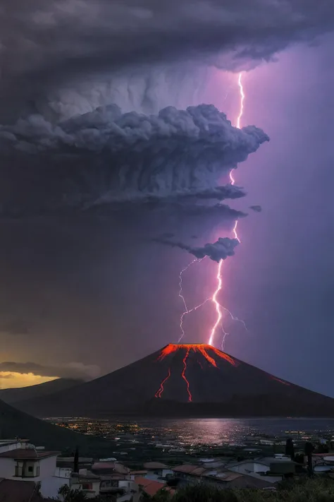 vulcano, thunder storm