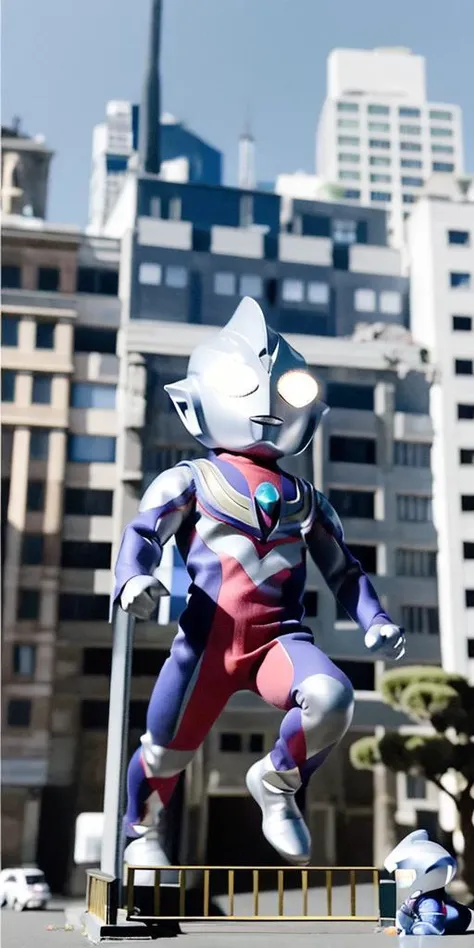 masterpiece, best quality, 1boy, alien, male focus, solo, 1boy, tokusatsu,full body, (giant), railing, glowing eyes, glowing, from below , white eyes,fu1fu,charcter doll,chibi,
<lora:dijia-000006:1> <lora:pvcGiantessLora_v1:0.4>,city,building,Damaged buildings,tiltshift,ruins,full body,chibi <lora:fufuRealisticAnime_v10:1> <lora:tiga:1>