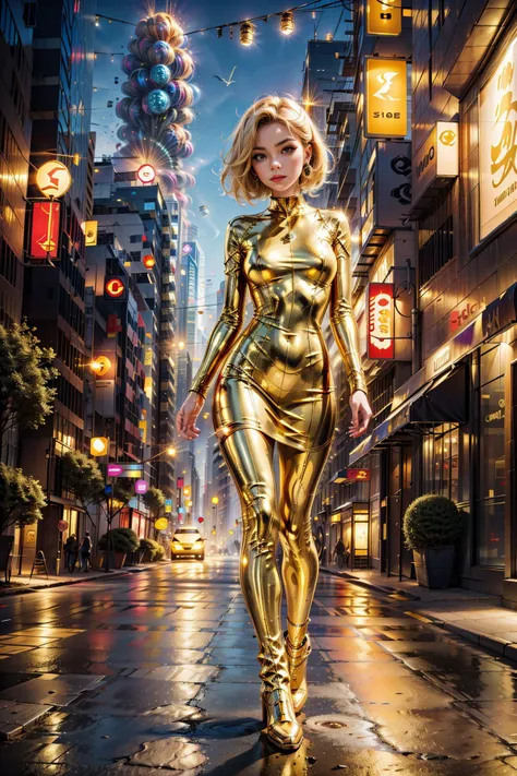 <lora:GoldPyriteWorld:1> (GoldPyriteWorld:0.9), 1woman sexy skinny in latex dress walking in a cyber city with ghosts