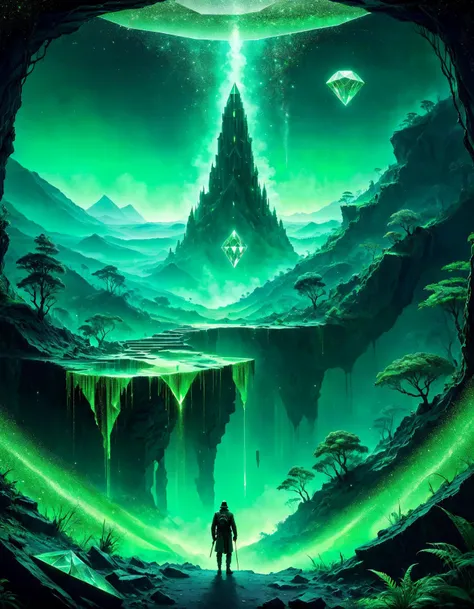 masterpiece,highres,realistic,best quality,beautiful landscape,architectural landscape,
Vagrant,
diamond dust glitter effect,
ashes,
lost civilizations,
abyssal abyss on the background,
Forest Green and Fluorescent Green and Hunter Green,
surrealism,distopyc,TimeCollapseX style,<lora:TimeCollapseX_epoch_10:1><lora:perfect feet:1><lora:Perfect Hands:1>