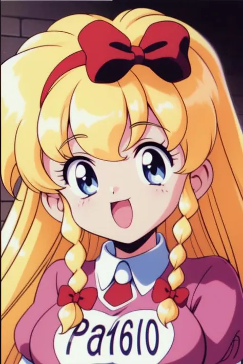 <lora:Maria_Renard:0.8> MariaRenard, 1girl, soro, long_hair, very_long_hair, child,blonde_hair, blue_eyes, braid, hair_bow, red_bow, twin_braids, hairband, teenager, large_breasts,
buruma, blush, gym uniform, smile, open mouth, name tag, child,
masterpiece, high quality, very_high_resolution, large_filesize, full color,ã1990s \(style\), anime, anime_screencap, animated gif, mp4 ,video, animated,