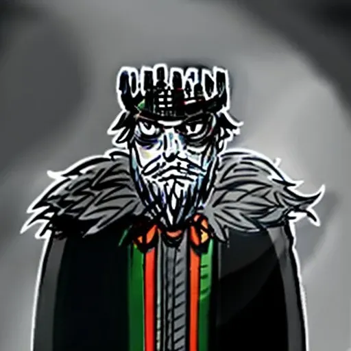 <lora:LFWBLR:1> a LFWBLR king with a crown on his head and a black cape