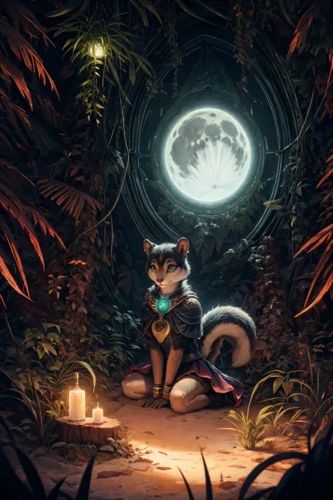 (best quality, masterpiece, detailed, 8k), breathtaking ,RAW, realistic, 
<lora:Tools Add Detail:0.3>
nvdreampunk, (abstract surrealism:1.3), mixed media, Enchanting girl, furry (anthro squirrel:1.1), large shining Green eyes,  Leathered, Spider Plant, decay, fractal spell effects, wearing  Priestess Ankle Skirt, Bewitch,Stun,Fantastical,Moonbeam Fairy Caplets , , , ,
<lora:Styles Dreampunk:1.1> 
detailed fur texture, subsurface scattering, (masterpiece, award-winning, professional, HDR)