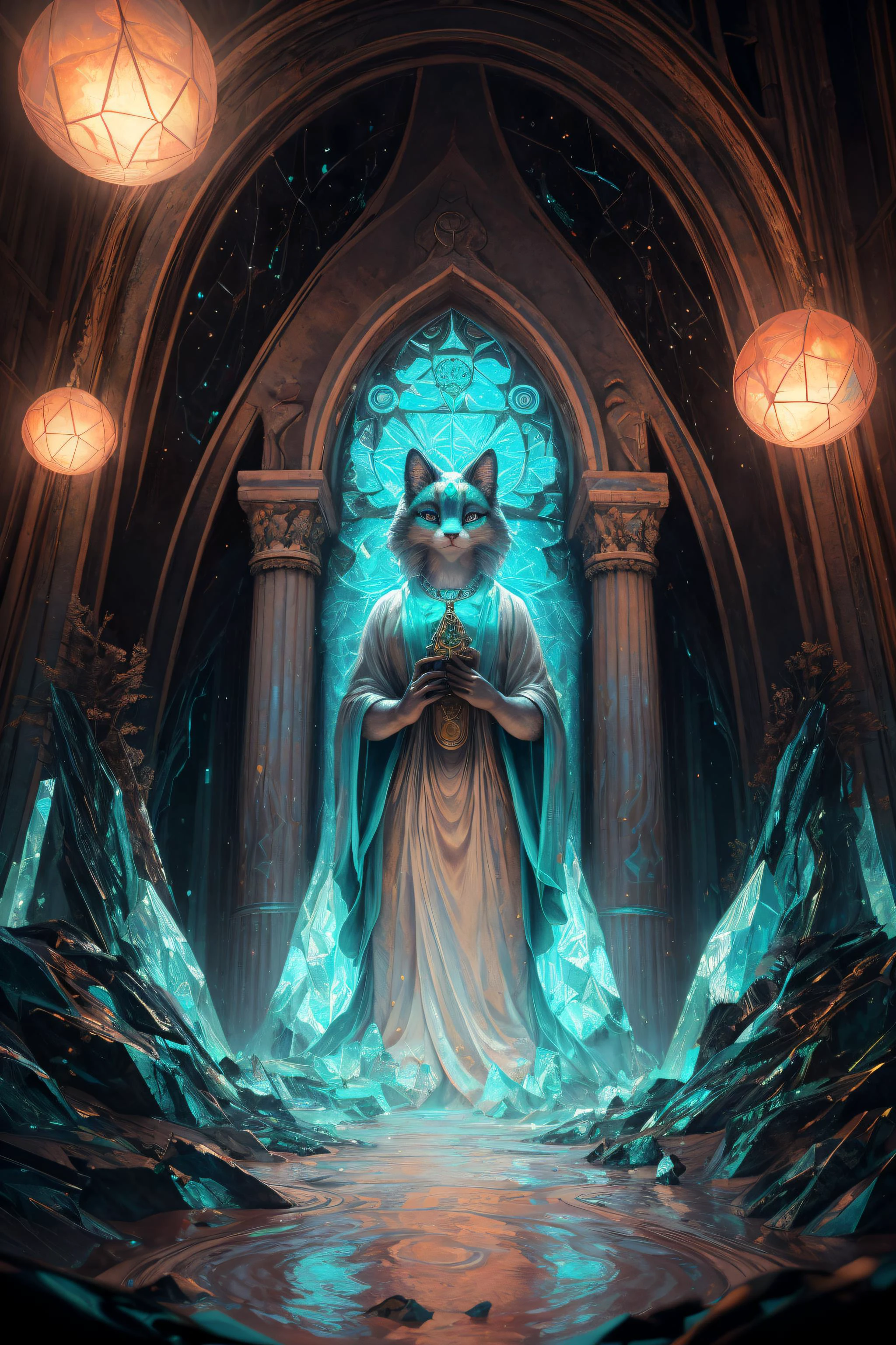 (best quality, masterpiece, detailed, 8k), breathtaking ,RAW, realistic,
<lora:Tools Add Detail:0.3>
nvdreampunk, (abstract surrealism:1.3), mixed media, Refined girl, furry anthro cat, large shining Turquoise eyes, silk, gems, glass, esoteric majesty, enlightened radiance, sacred geometry,
<lora:Styles Dreampunk:1>
detailed fur texture, subsurface scattering, (masterpiece, award-winning, professional, HDR)