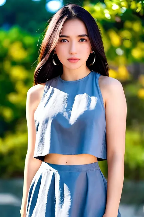 Angel, as a sexy youtube influencer, wearing mini dress, modelshoot style, (extremely detailed CG unity 8k wallpaper), photo of the most beautiful artwork in the world, professional majestic (photography by Steve McCurry), 8k uhd, dslr, soft lighting, high quality, film grain, Fujifilm XT3 sharp focus, f 5.6, High Detail, Sharp focus, dramatic, croptop, good hand, (looking at viewer:1.2), (detailed pupils:1.3), (natural light), (closeup:1.2), (seductive) <lora:Angelkaramoy:1>