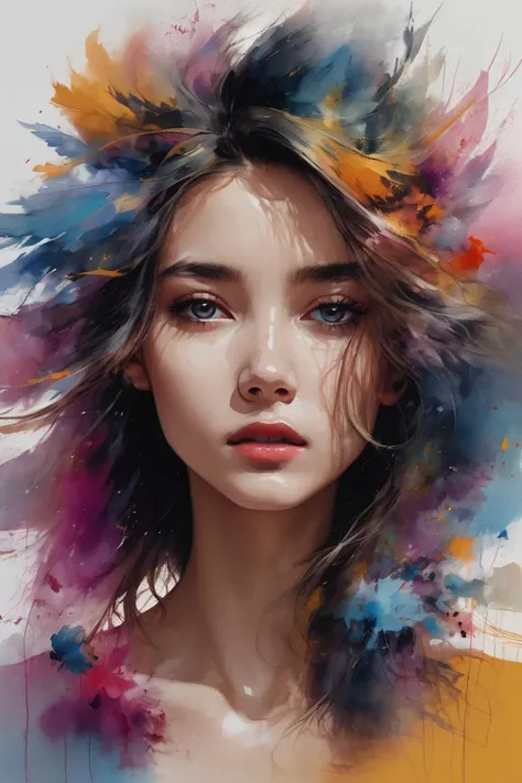 masterpiece, best quality, ultra high res, (abstract art:1.4), portrait, 1girl, flying hair, hair ornament, eyes closed
, detailed, realistic, 8k uhd, high quality