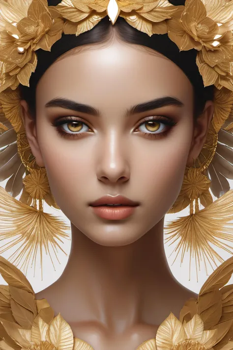 golden, ultra detailed artistic abstract photography of geometrical woman face, Beautiful white rose flower on the seashore, sunny day, white cumulus clouds, detailed symmetric circular iris, shattered paper fragments, natural body posture, art by alberto seveso, by guy denning, by johannes itten, by russ mills, by gustav klimt, Symmetrical, abstract art style, intricate complex watercolor painting, sharp eyes, Digital painting, color explosion, radiance, colorful, Concept art, volumetric lighting, metallic reflections, 8k, by artgerm, Trending on Artstation, 16k resolution, 300 dpi, 600 dpi, 4k, Contest winner, High definition, golden eyes
, detailed, realistic, 8k uhd, high quality