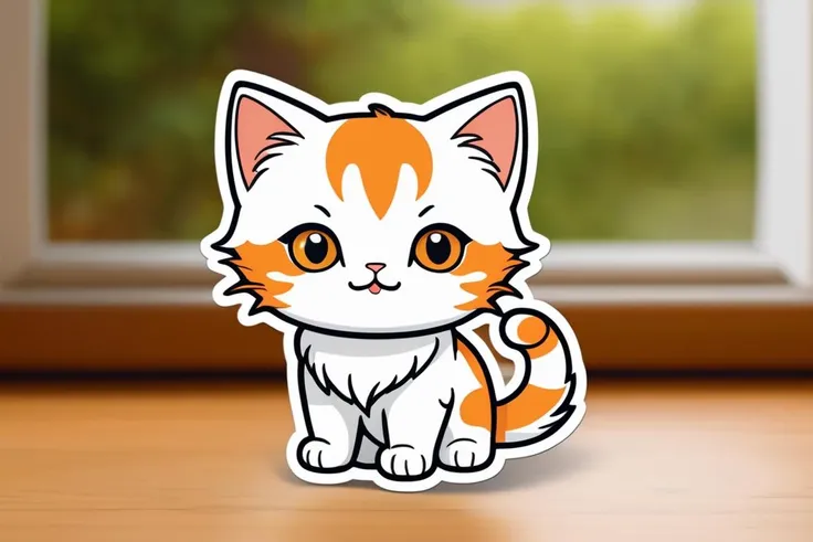 chibi ,2d cartoon style,(clean white background:1.4), very very cute orange kitty ((sticker)), multiple poses on one page for A4 printer <lora:chibostyle:1>