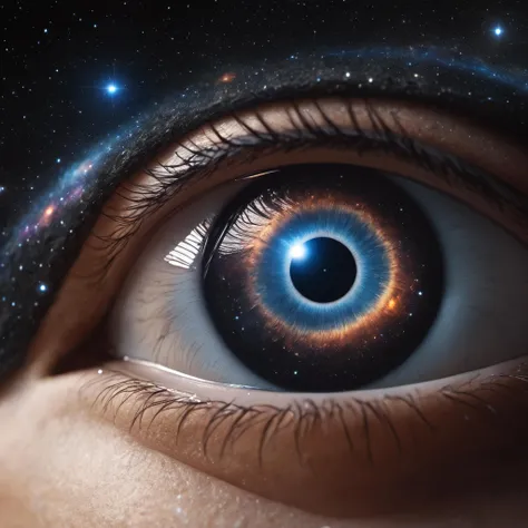 extreme close up of eye with swirling galaxy inside, stars, nebula, black hole
masterpiece, best quality, detailed, 8k UHD, high quality, precise, vibrant, sharp focus, intricate detail