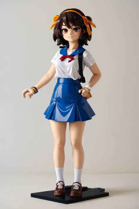 <lora:legody-v10:1>,lego,simple background, <lora:suzumiya_haruhi_v10:0.7>, 1girl, suzumiya haruhi, solo, kita high school uniform, blue sailor collar, blue skirt, brown hair, short hair, brown eyes, armband, hairband, medium hair, ribbon, socks, medium breasts, (masterpiece, best quality, high quality, highres, ultra-detailed),