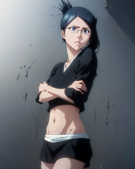 (masterpiece:1.4),(best quality:1.4),
<lora:style_bleach alt:0.7>,(bleach style),(cinematic lighting),sidelight,superb,8k wallpaper,extremely detailed,award-winning, (navel),
<lora:character_nanao ise_bleach:0.9>,(nanao_ise:1.2),glasses,folded ponytail, solo