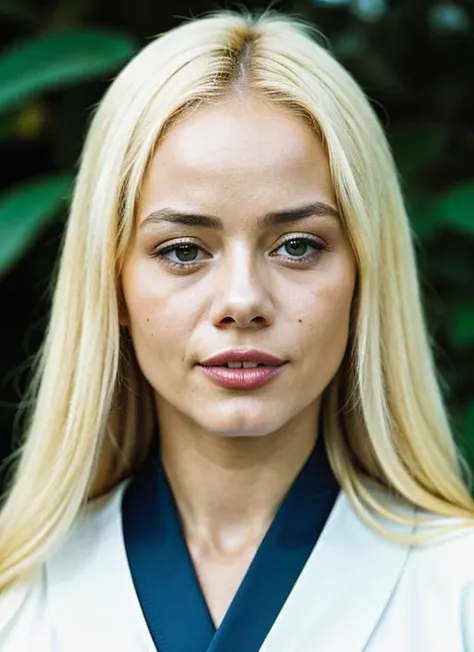 masterpiece, highest quality, (solo focus), (perfect face:1.1), (high detail:1.1), (hyper detailed eyes), dramatic, 1guy, (pale skin), long white hair, ethereal eyes, (light eyebrows), solo, long hair, JTiago Azevedo, moon, night, white luxury suit, pouty lips, fur, proud expression,beach, detailed background, art by artgerm, cinematic lighting, roses, fashion, BalenciagaStyle