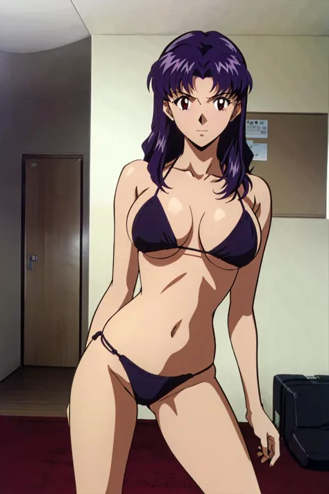 ((Masterpiece)),((Draw in beautiful detail)),(Gundam SEED),(Beautiful adult woman),(Murrue Ramius),((Black school swimsuit)),blush,Embarrassed expression,((Showing and spreading her beautiful vagina)),sit,front,bedroom