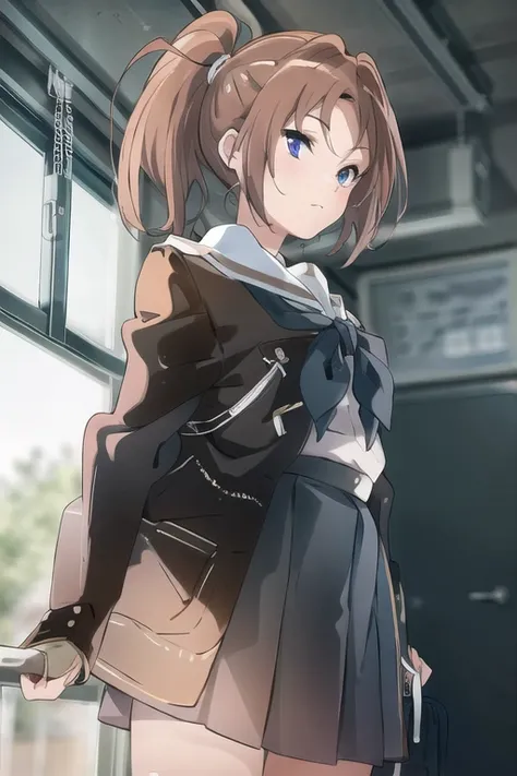 ( best quality, masterpiece:1.2), solo , 1girl, <lora:NakagawaNatsukiHibikeEuphonium_v10:1>, standing, school uniform,
