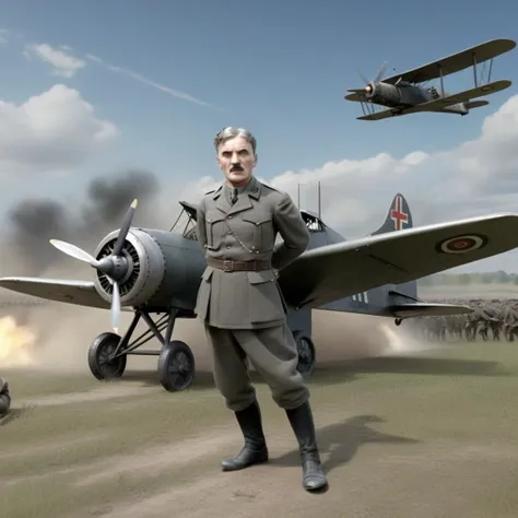 <lora:SDXL Chaplin films The Great Dictator-000001:0.8>
Chaplin films, best quality, high quality, highres, masterpiece,  sharpening, 3D, animated, full body, 
looking at viewer, dynamic pose, war, battlefield, airplane,